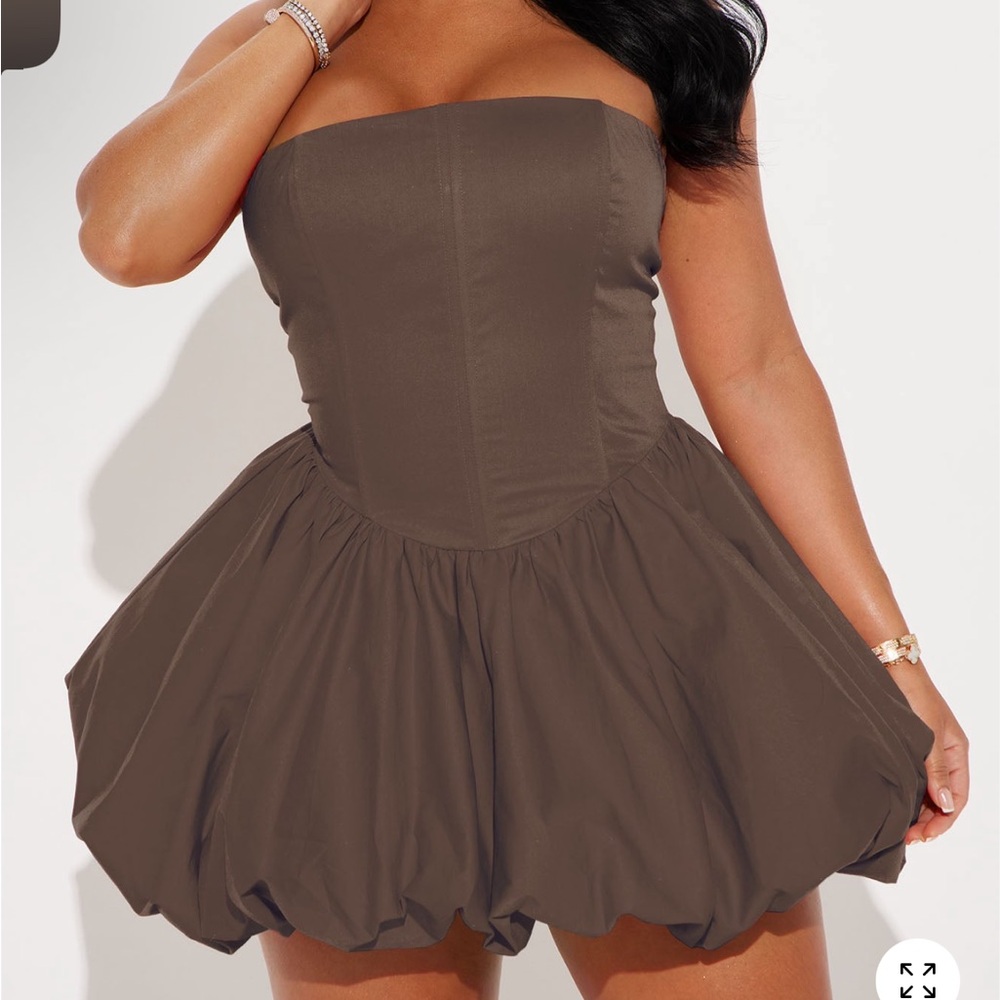Elegant Strapless Brown Dress bubble dress